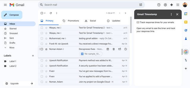 Gmail Timestamp